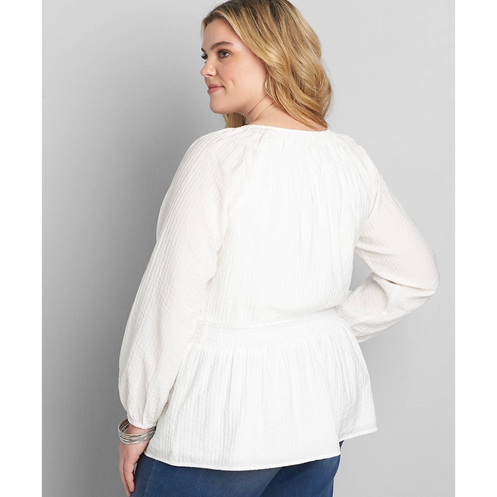 Lane Bryant Textured Shirred-Waist Peplum Top White Plus Size 24 NWT - Picture 2 of 12